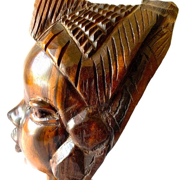 Handcrafted handmade Carved Wooden Head of a Woman